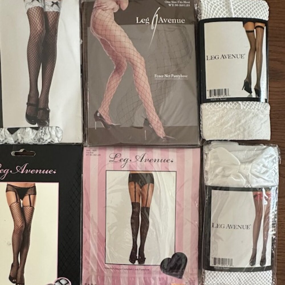 Lot of 6 Leg Avenue Fishnet Hoisery/Stockings-Assorted Styles-New